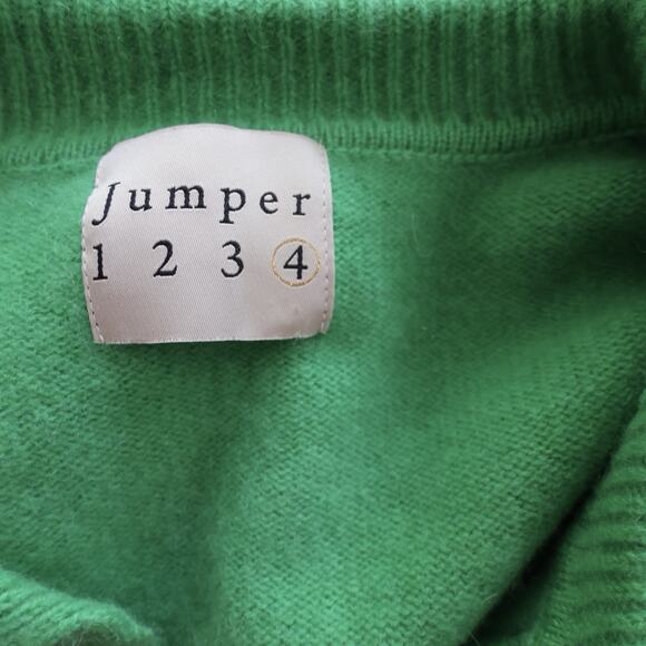 Jumper 1234 Lightweight Crop Collar Cashmere Cropped Sweater Bright Green Sz 4/L - Picture 7 of 11